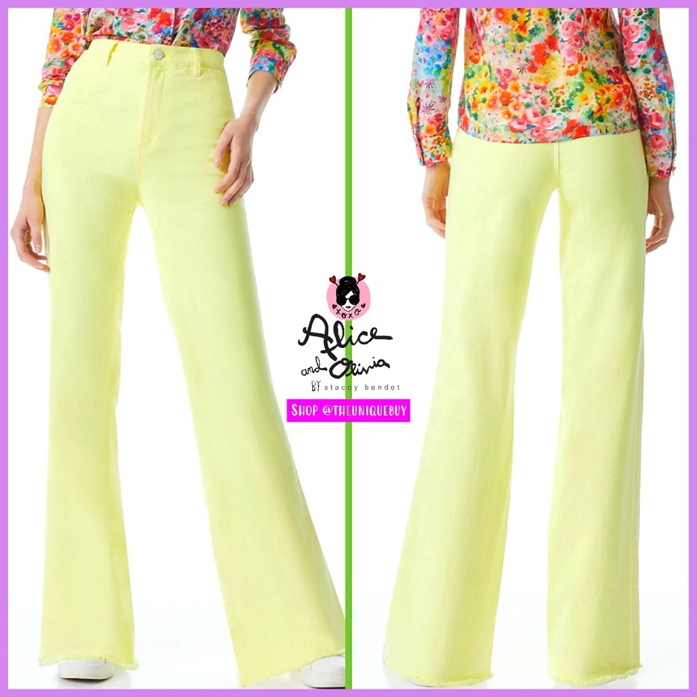 Alice + Olivia Gorgeous Coin Pocket Lemon Yellow Jeans Pant